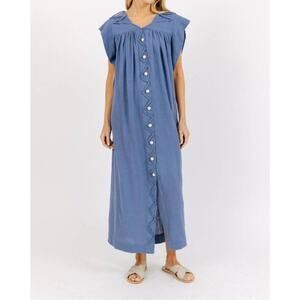 MIRTH pueblo caftan in horizon with tie belt zig zag button front